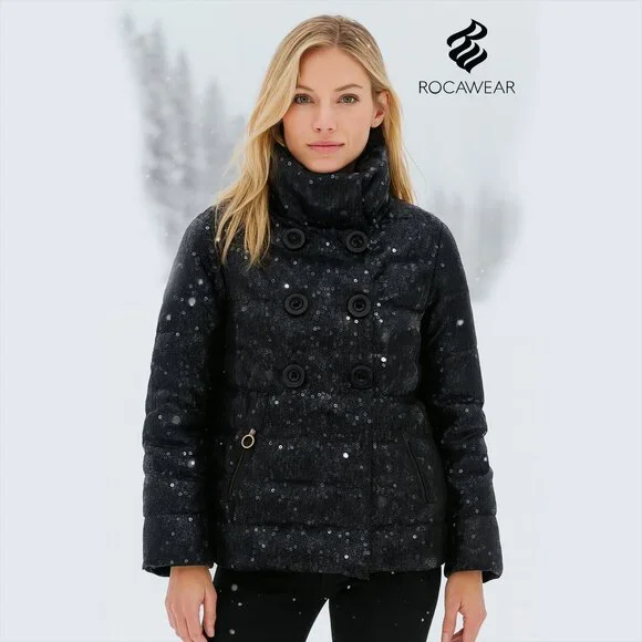 NWOT Rocawear Black Sequin Women’s Puffer Jacket, XL - Picture 2 of 10